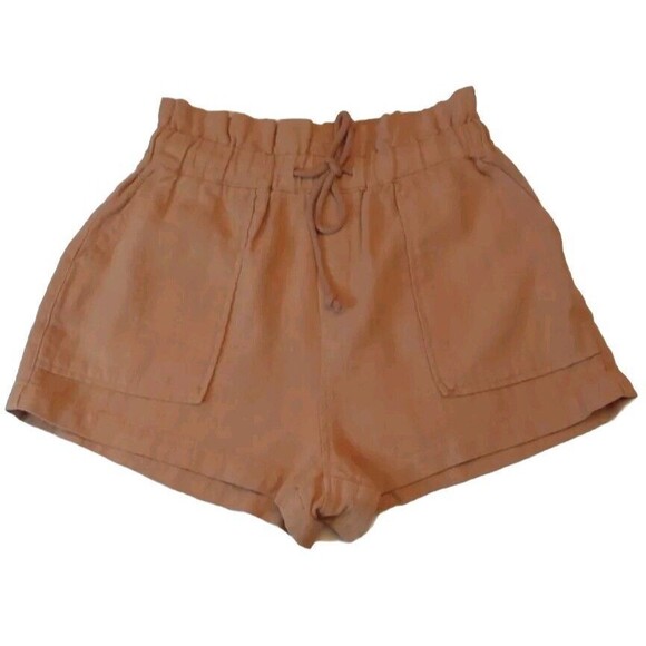 BlankNYC Paper Bag Camel Drawstring Elastic Waist High-Rise Short Shorts XS - Picture 1 of 7